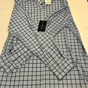 Calvin Klein Men's Blue Plaid Button Down Shirt